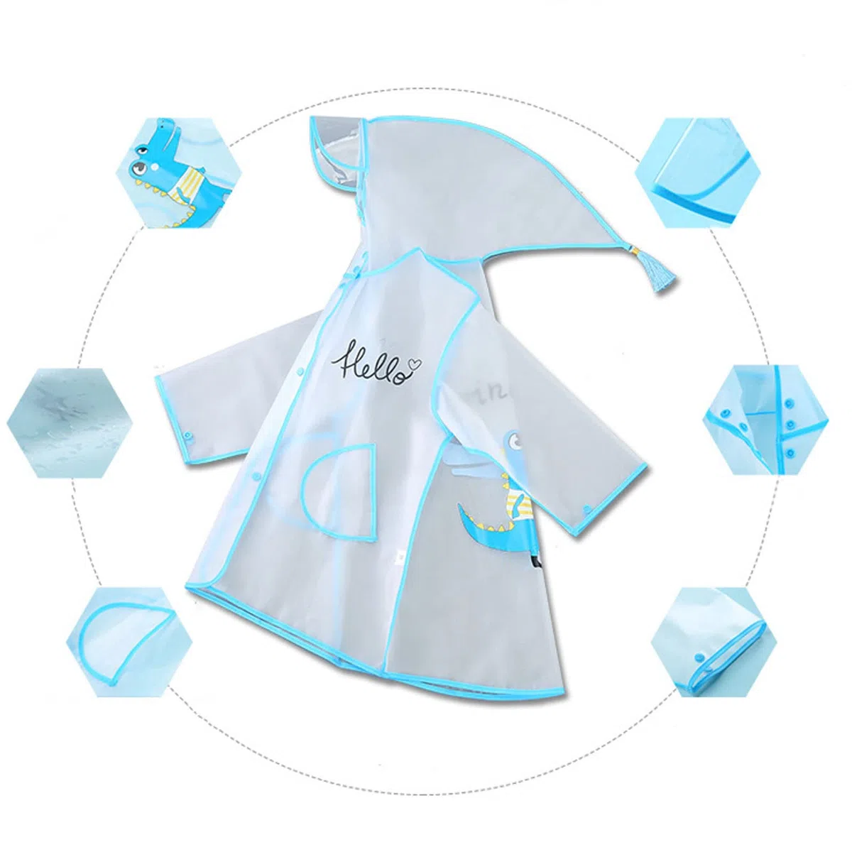 Vêtement de pluie pour enfants - Imperméable - Garçon et fille - Motif lapin - En EVA transparent - Avec chapeau - Mode transparent