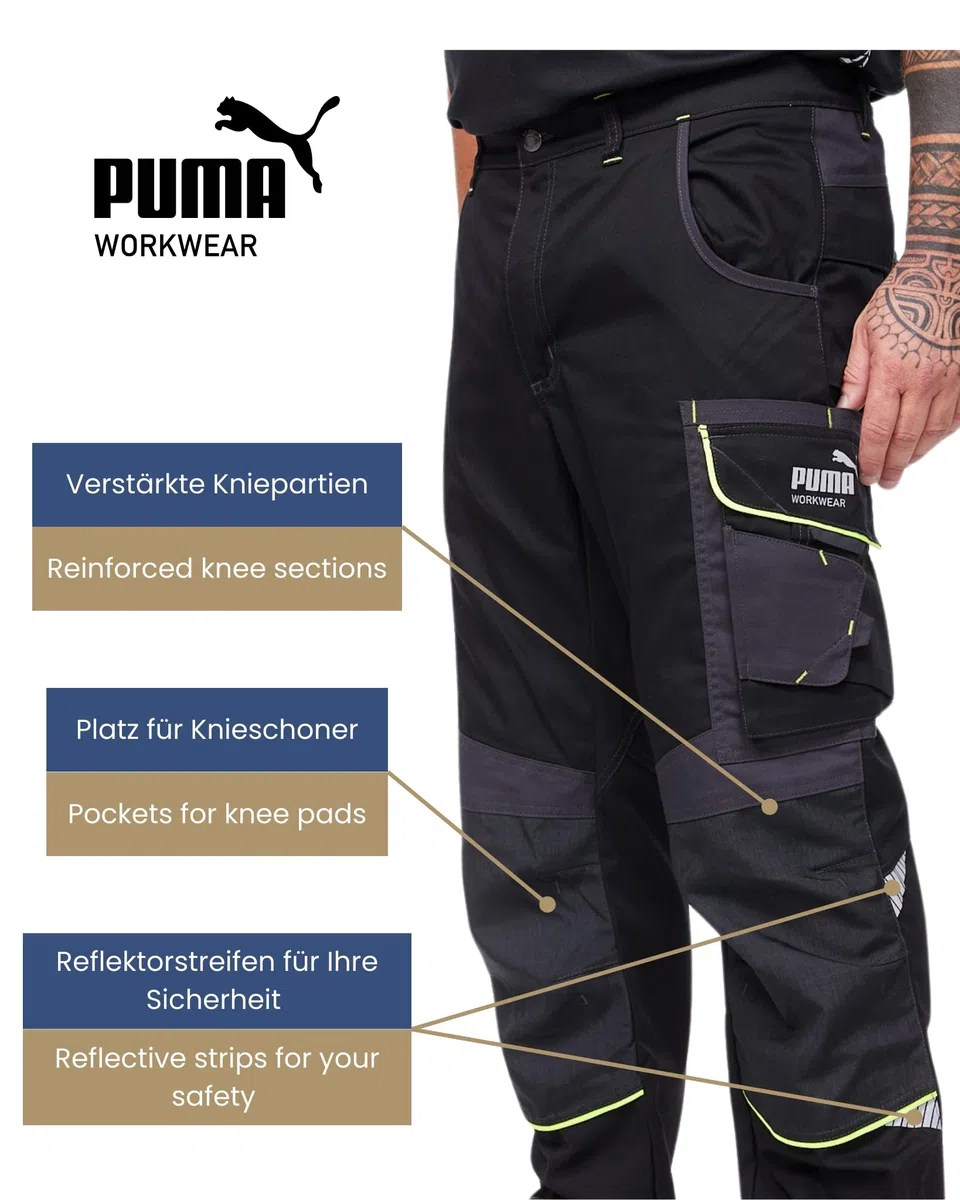 PUMA Workwear Precision X Pantalon de Travail pour Hommes, Nombreuses Poches & Genoux renforcés - Idéal pour Les Artisans, Les ouvriers de Production et de Construction