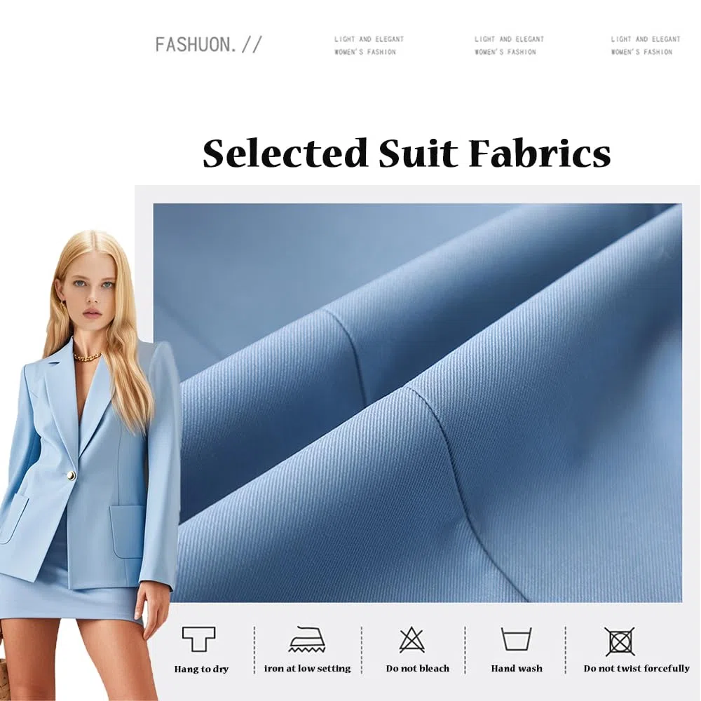 Ensemble 2 pièces pour femme avec jupe à un bouton et revers cranté, poche plaquée, tenue décontractée, blazer et jupe