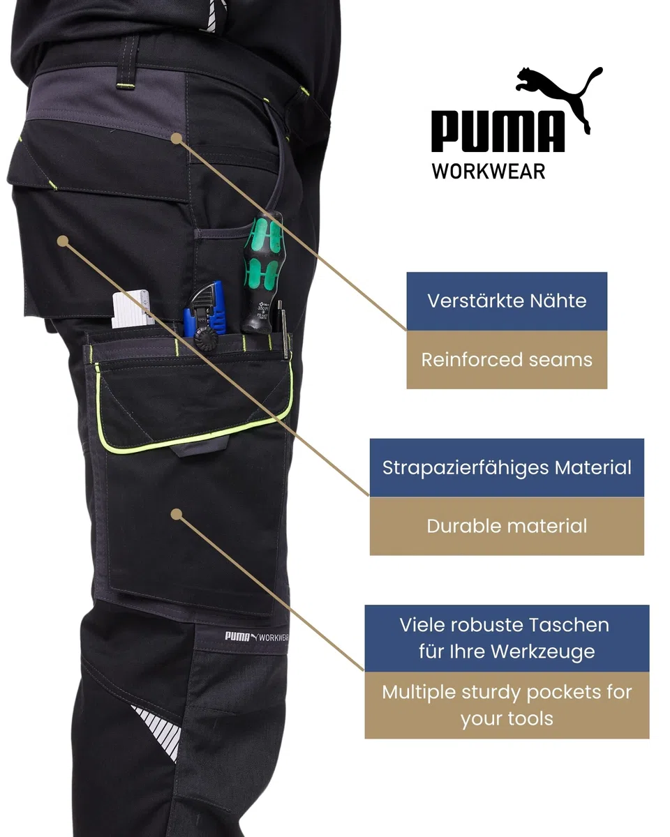 PUMA Workwear Precision X Pantalon de Travail pour Hommes, Nombreuses Poches & Genoux renforcés - Idéal pour Les Artisans, Les ouvriers de Production et de Construction
