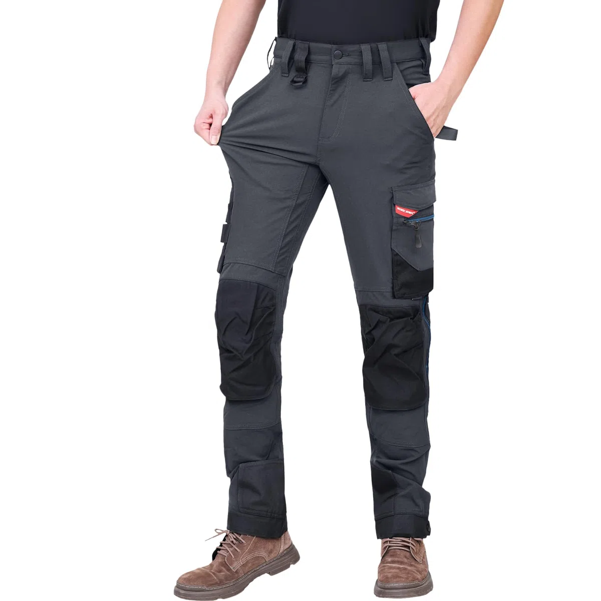 WORK IDEA Pantalon de Travail Homme Slim-Fit Stretch : Zones critiques renforcées en Cordura — élégance Robuste pour Divers Besoins Professionnels.