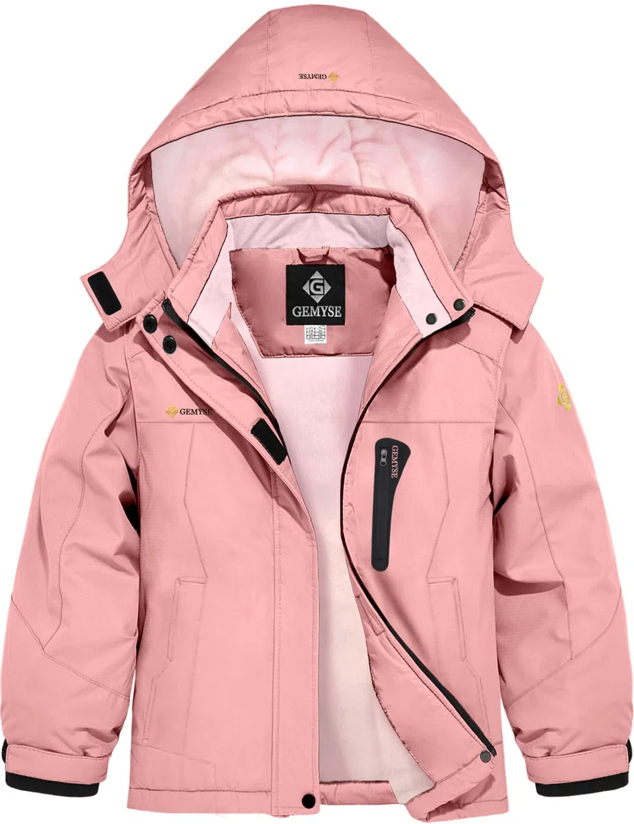 GEMYSE Veste de Ski Imperméable de Montagne pour Fille Manteau d'hiver Extérieur en Polaire Coupe-Vent avec Capuche