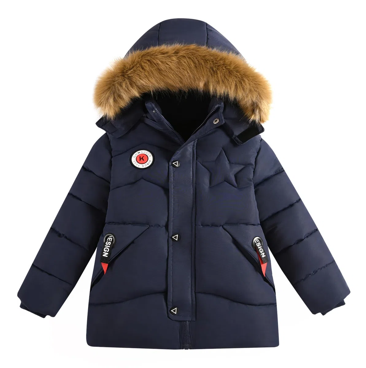 SEAUR Manteaux Enfant Garçon Doudoune Chaud Veste d'hiver Automne Parka Matelassée Doublée avec Capuche Fermeture Éclair 3-10 ans