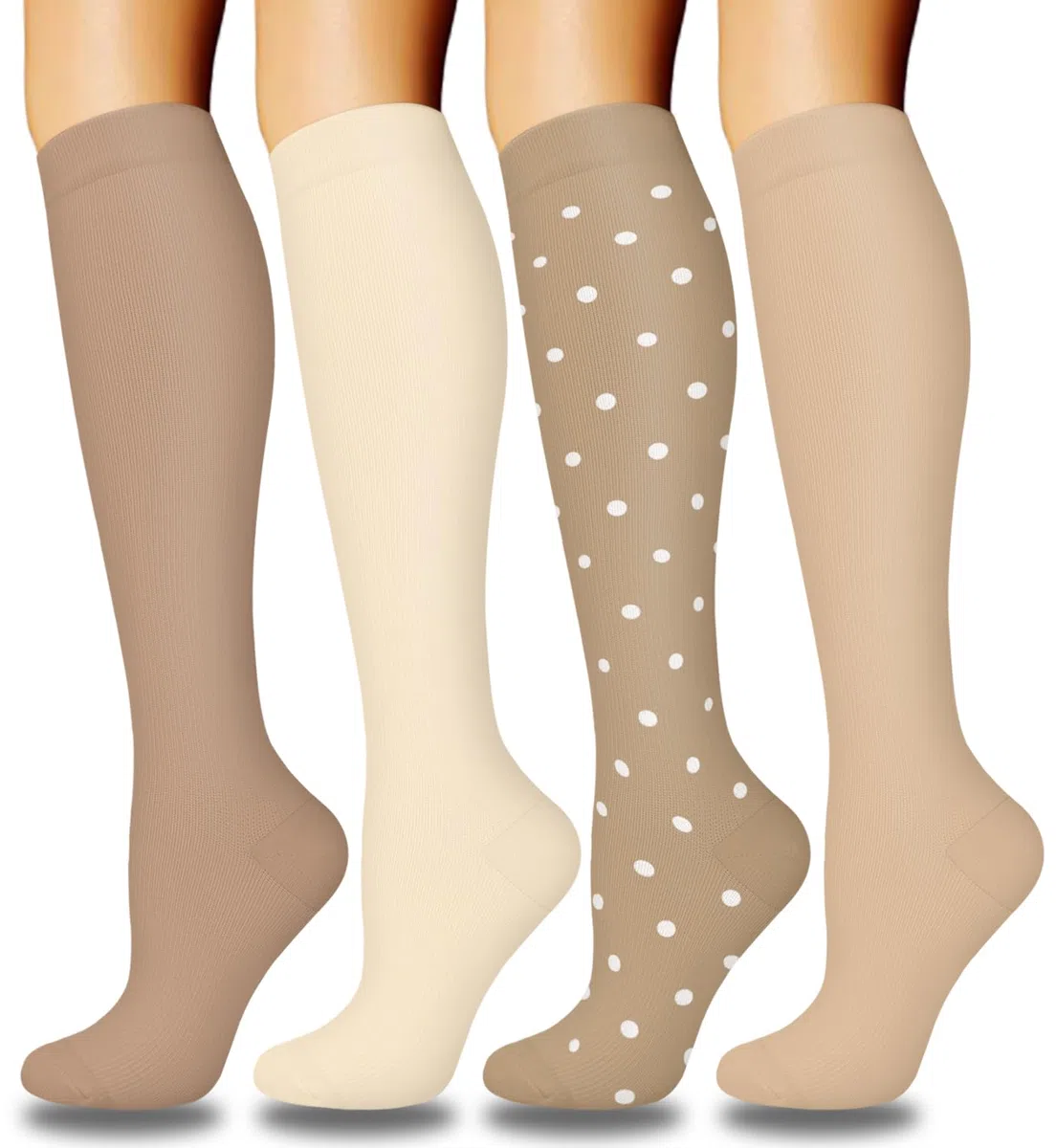 ACTINPUT Bas de Contention Femme et Homme，4 Paires Chaussettes de Compression pour Sportive, Cyclisme, Voyage en Avion, Course à pied, de Grossesse，de Vol et de Voyage