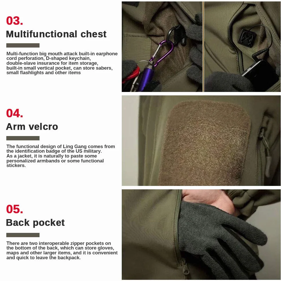 MakingDa Vestes imperméables pour hommes Manteau à capuche décontracté Softshell doublé polaire Vestes de course Tactique Travail militaire Pêche Chasse Escalade