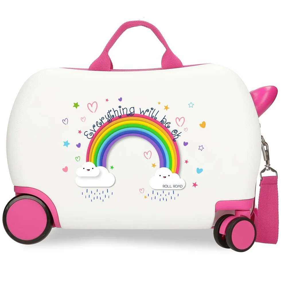 Roll Road Everything is Ok Valise pour Enfant Blanche 45 x 31 x 20 cm Rigide ABS 24,6 l 1,8 kg 4 Roues Bagage Main, Blanc, Valise pour Enfant | Bagage main, rigide, ABS, 45 x 31 x 20 cm, 24,6 L, 1,8 kg