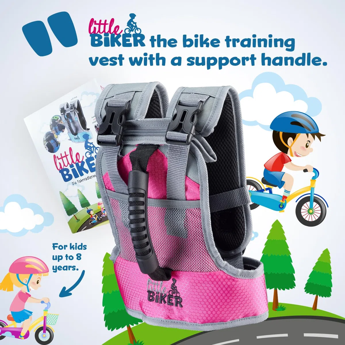Gilet d'apprentissage pour enfant avec poignée, pour apprendre à faire du vélo, vélo, patinage, ski, patinage, patinage à roulettes, réglable