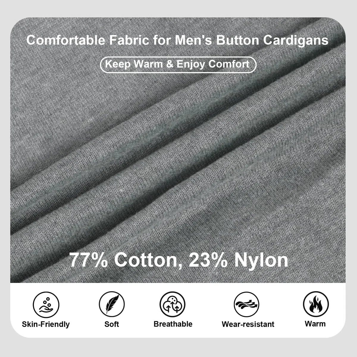 Cardigan pour Homme Décontracté Pull Manches Longues en Maille avec Col en V, Veste en Tricot Coton pour Hommes Gilet Automne Hiver avec Poches et Boutons