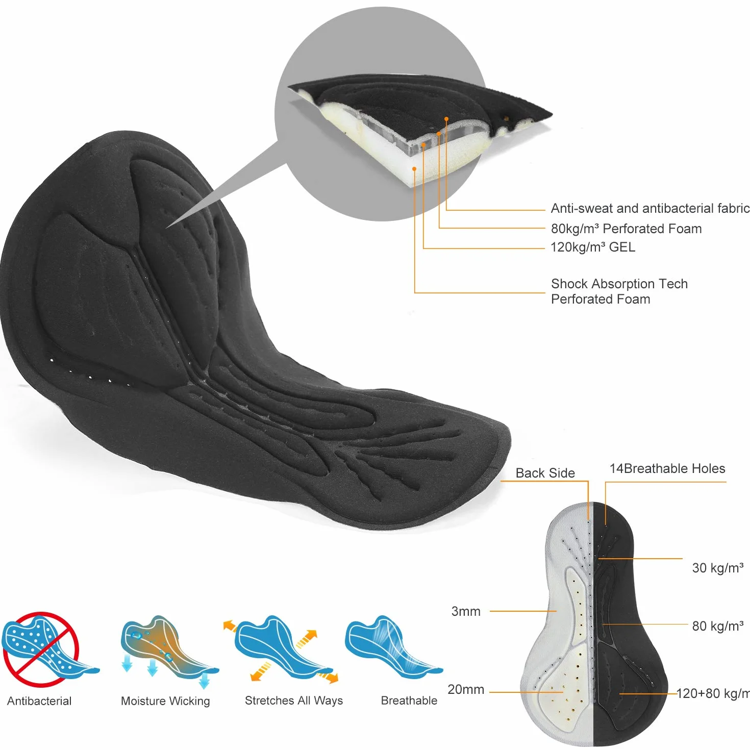 INBIKE Pantalon Cyclisme Homme Respirant Cuissard avec 3D Coussin Rembourré Bretelle Vélo Séchage Rapide pour Ski, VTT, Randonné S-3XL(XML-ST-02)