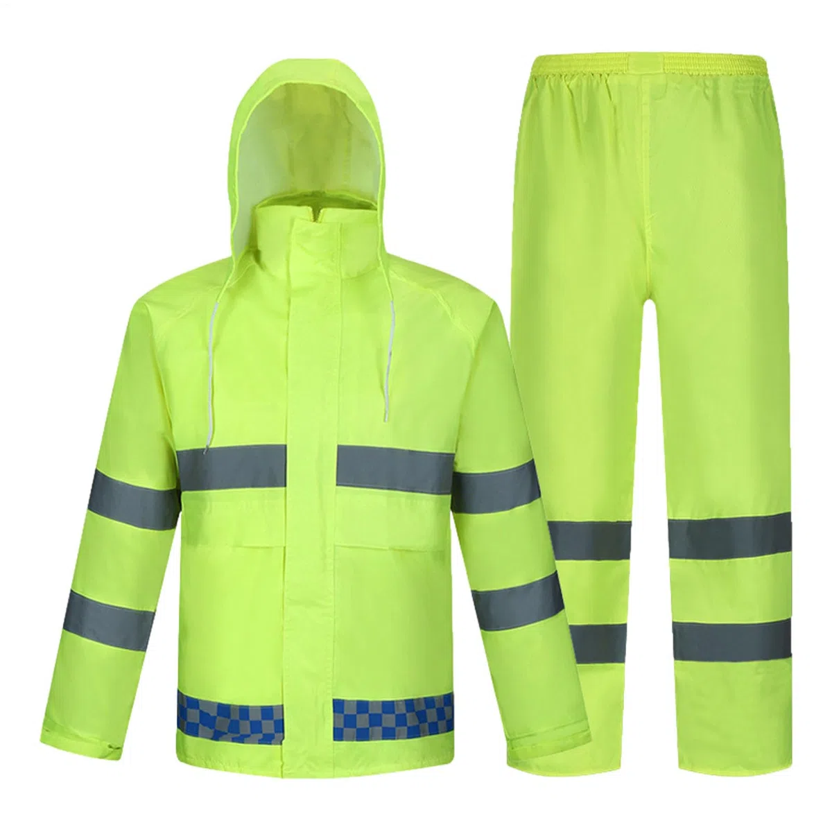 Combinaison de pluie – Veste imperméable respirante avec bandes réfléchissantes | Défenseur de pluie haute visibilité, pantalon confortable pour la nuit, la route, l'extérieur