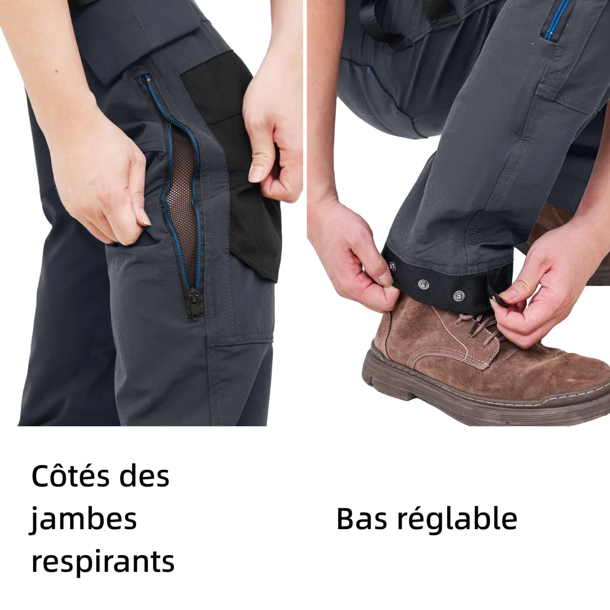 WORK IDEA Pantalon de Travail Homme Slim-Fit Stretch : Zones critiques renforcées en Cordura — élégance Robuste pour Divers Besoins Professionnels.