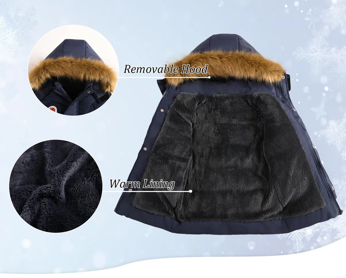 SEAUR Manteaux Enfant Garçon Doudoune Chaud Veste d'hiver Automne Parka Matelassée Doublée avec Capuche Fermeture Éclair 3-10 ans