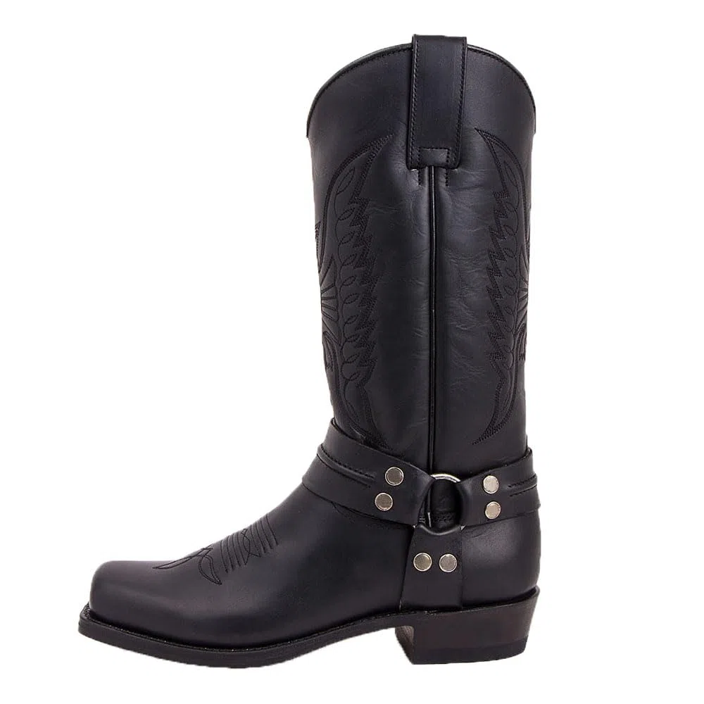 Bottes D'équitation Steampunk Chaussures Rétro à Mi-Mollet En Cuir PU Bottes De Cow-Boy Occidentales à Bout Carré Pour Hommes