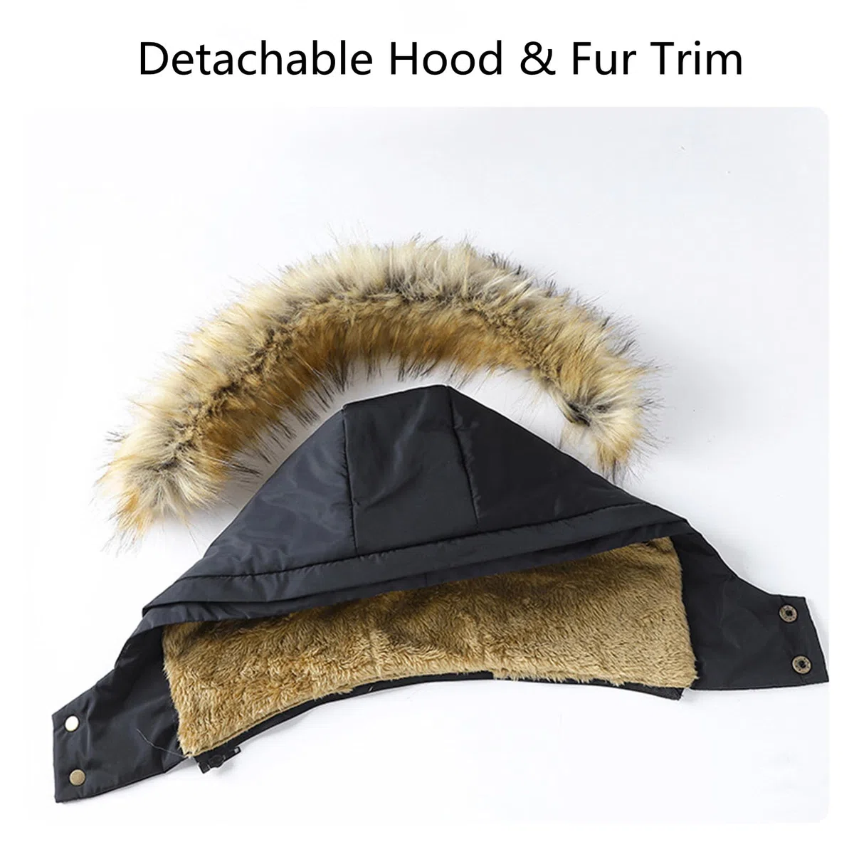ANUFER Hommes Thermique Hiver Veste Parka Doublure épaisse en Peluche Coton Rembourré Manteau avec Capuche de Fourrure Détachable