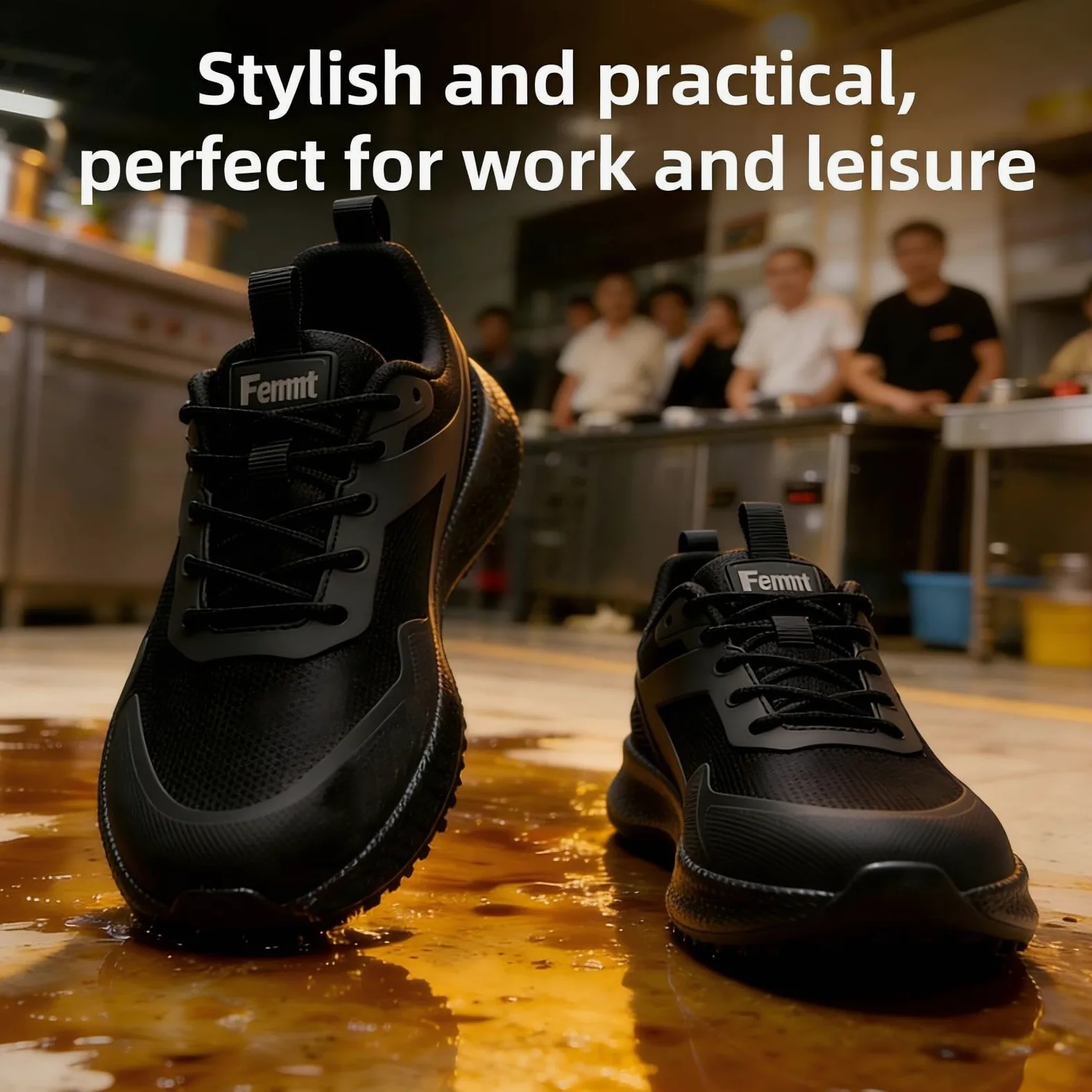 Chaussures de Cuisine Homme imperméables pour Service Alimentaire, Chaussures de Chef pour Restaurant et hôpital, Chaussures Noires