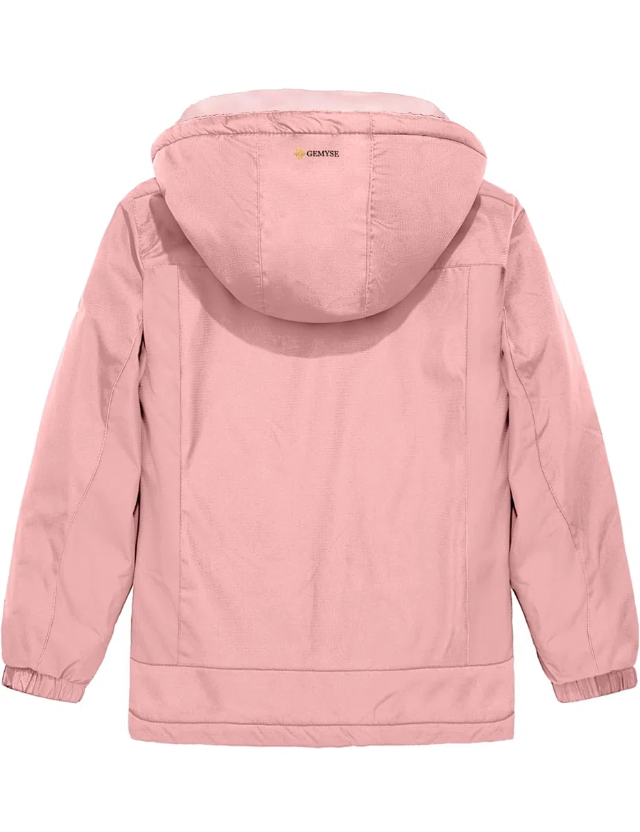 GEMYSE Veste de Ski Imperméable de Montagne pour Fille Manteau d'hiver Extérieur en Polaire Coupe-Vent avec Capuche