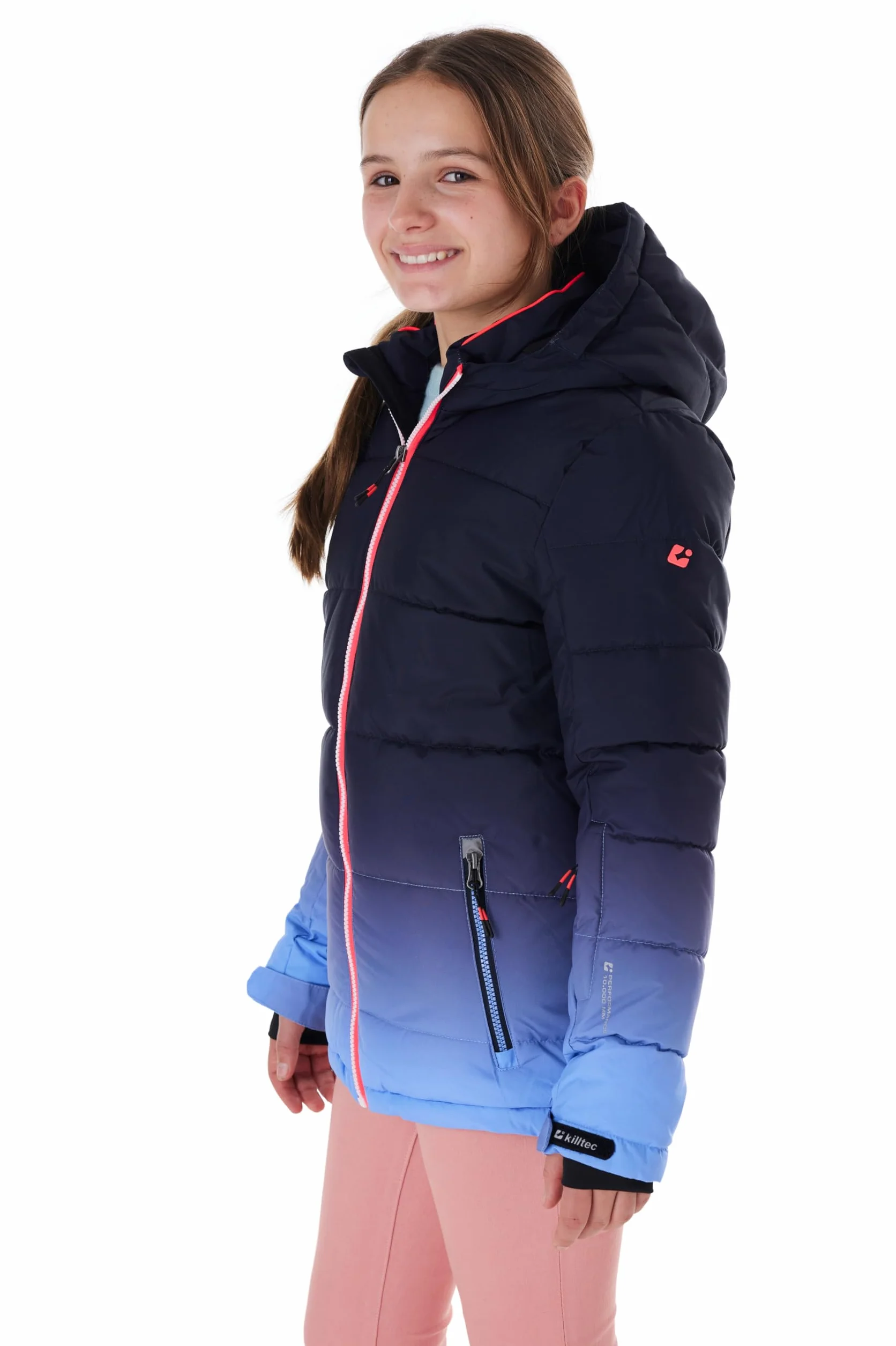 Killtec Ksw 330 Grls Ski Qltd Jckt Veste de ski/Veste de ski matelassée avec capuche et jupe pare-neige Fille