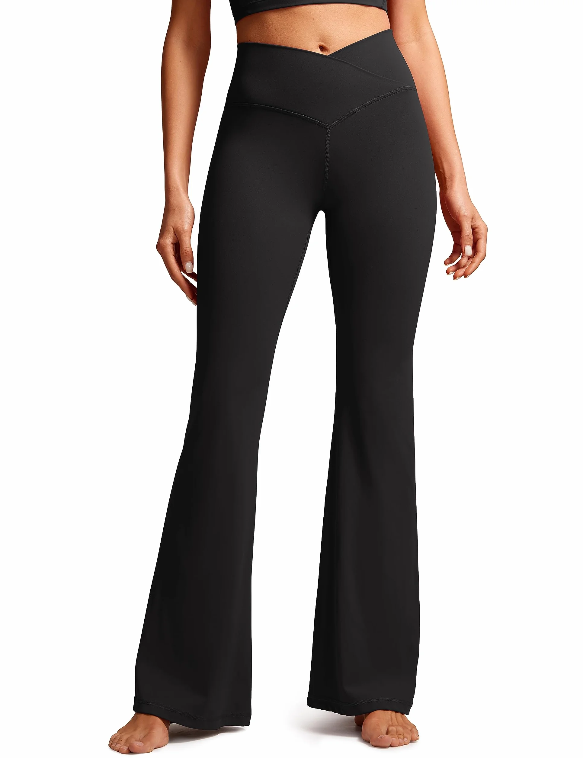 CRZ YOGA Femmes Butterluxe Taille Croisée en V Pantalon Évasé Taille Haute Yoga Leggings - 74cm/78cm/84cm
