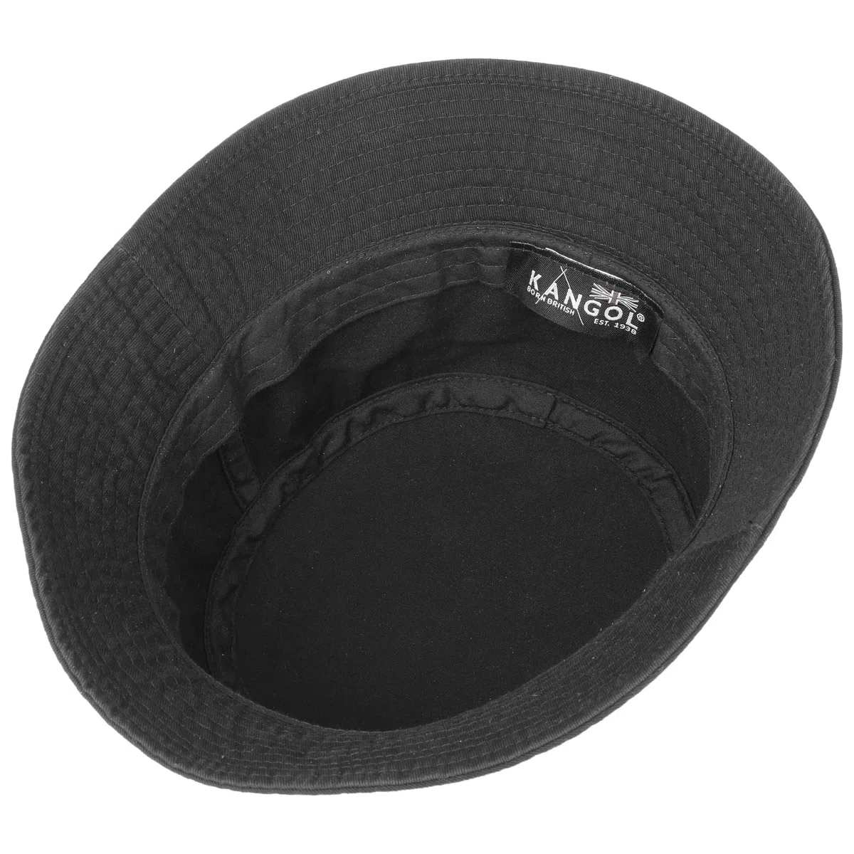 Kangol Chapeau Washed Bucket Hat Femme/Homme - de Plage D'Ete Peche Printemps-ete Ete - L (58-59 cm) Noir