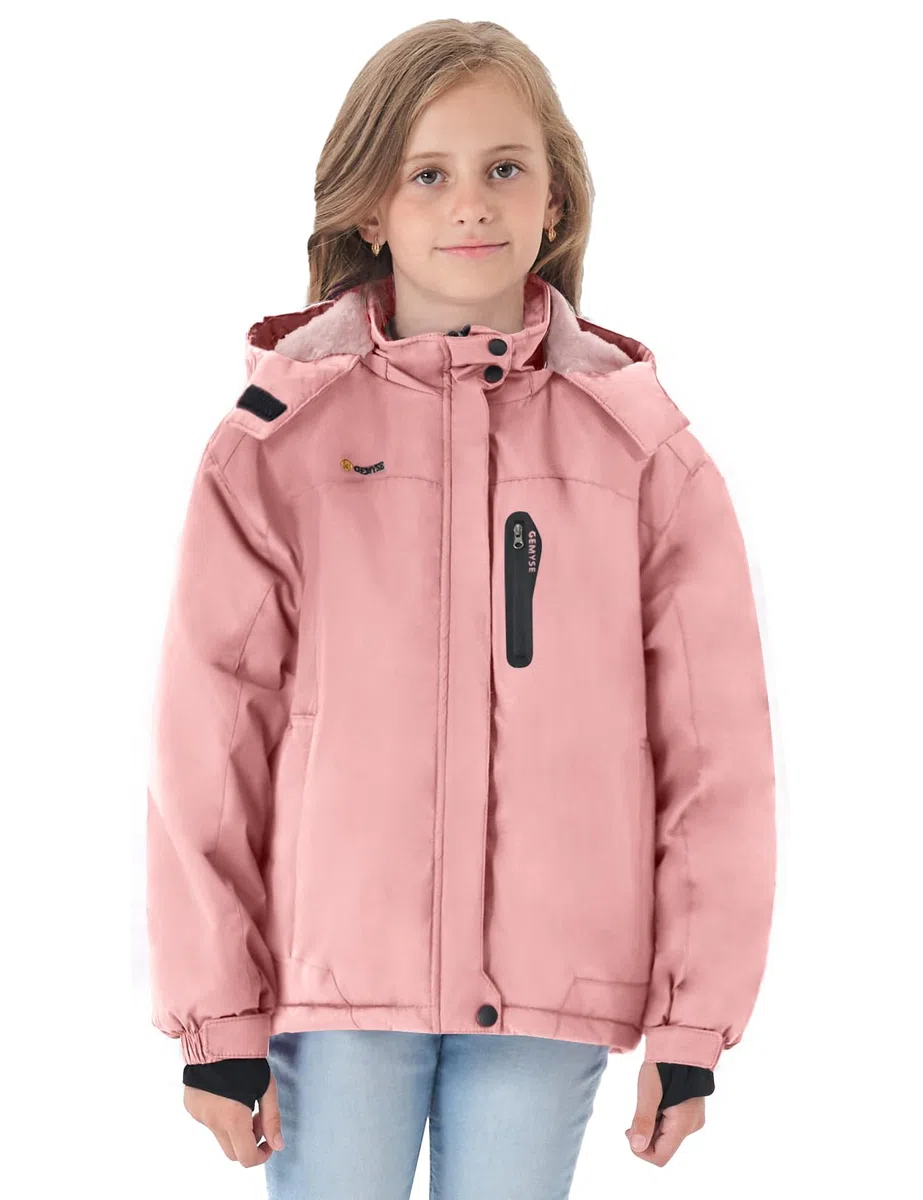 GEMYSE Veste de Ski Imperméable de Montagne pour Fille Manteau d'hiver Extérieur en Polaire Coupe-Vent avec Capuche