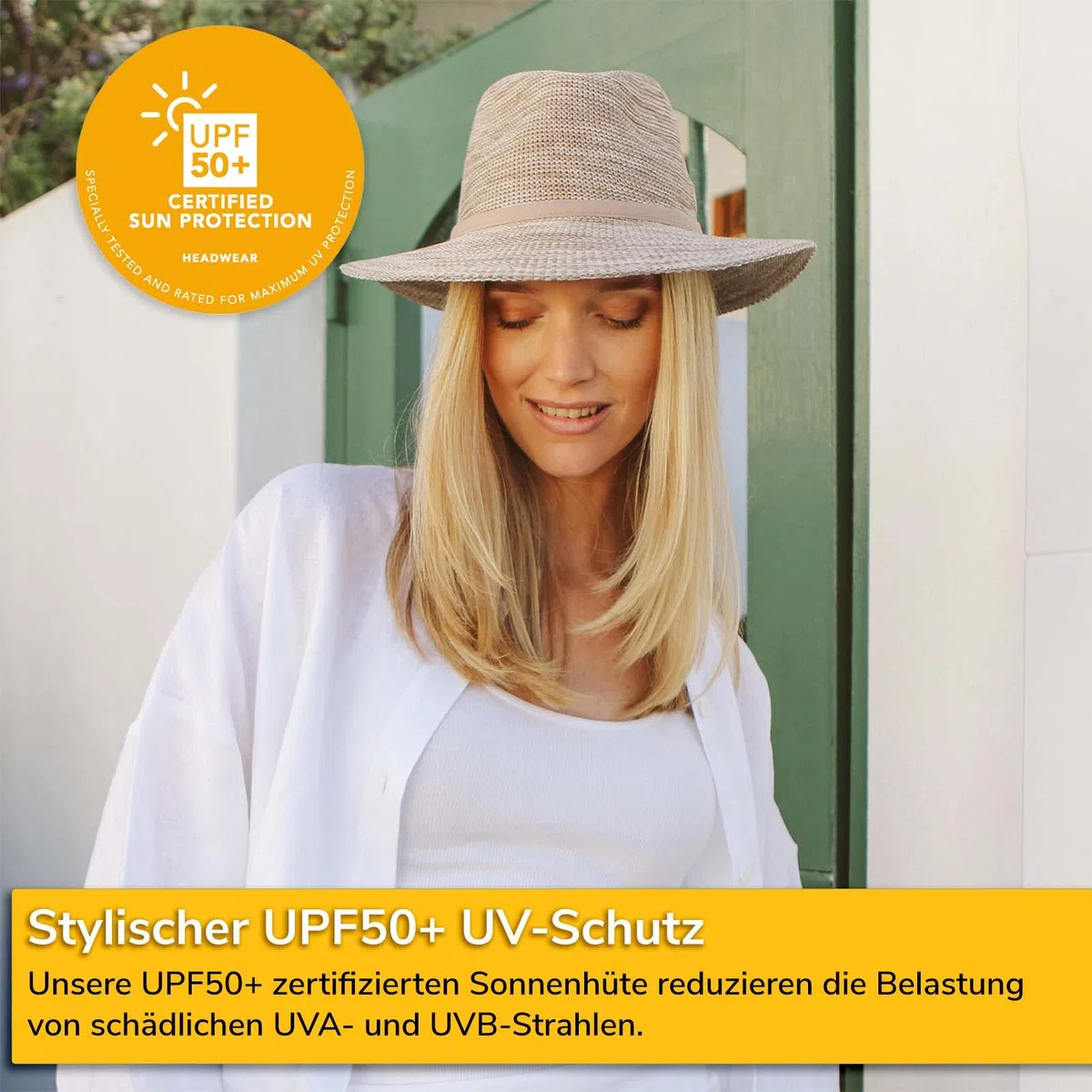 Aston Fedora Chapeau de Soleil Femme Chapeau Golf Anti UV Infroissable M/58cm Taille Ajustable