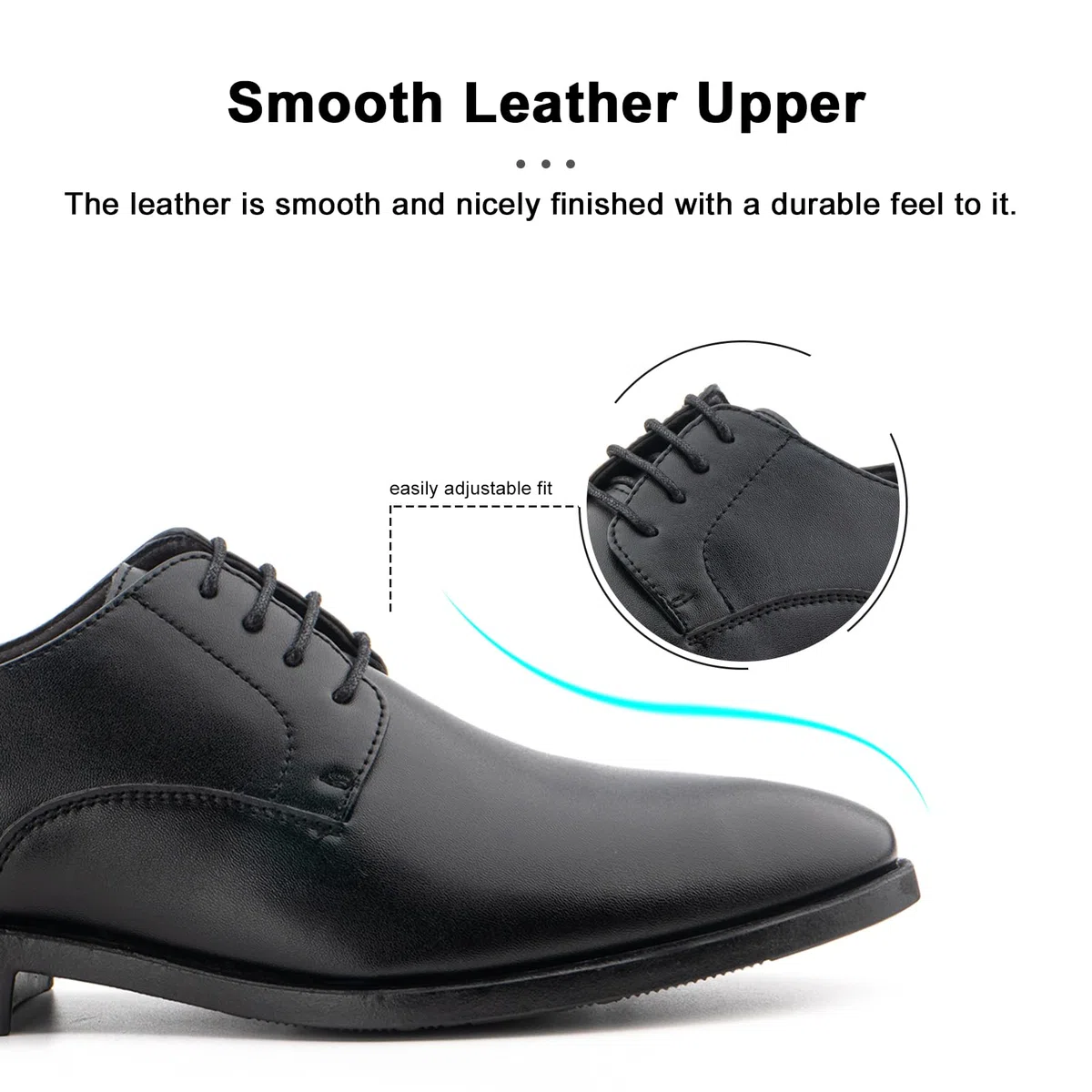 Hitmars Derby Homme Chaussure Cuir Chaussure Ville Oxford Brogues Chaussures à Lacet Derbies Costume Vernis Habillées Mariage 3-Noir EU 41