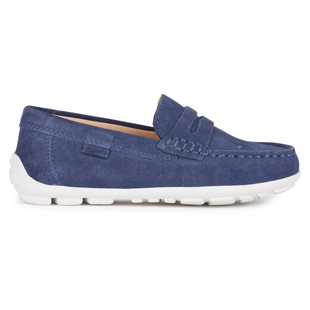 Geox J New Fast Boy A Moccasine, Bleu Marine/Blanc, 34 EU