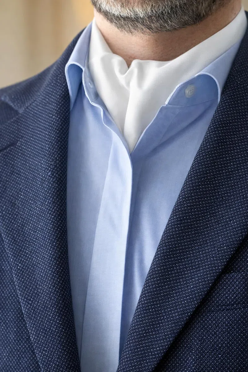 Remo Sartori Uni Cravate Ascot Foulard, 100% Soie, doubles-pointées, Fabriqué en Italie, Homme