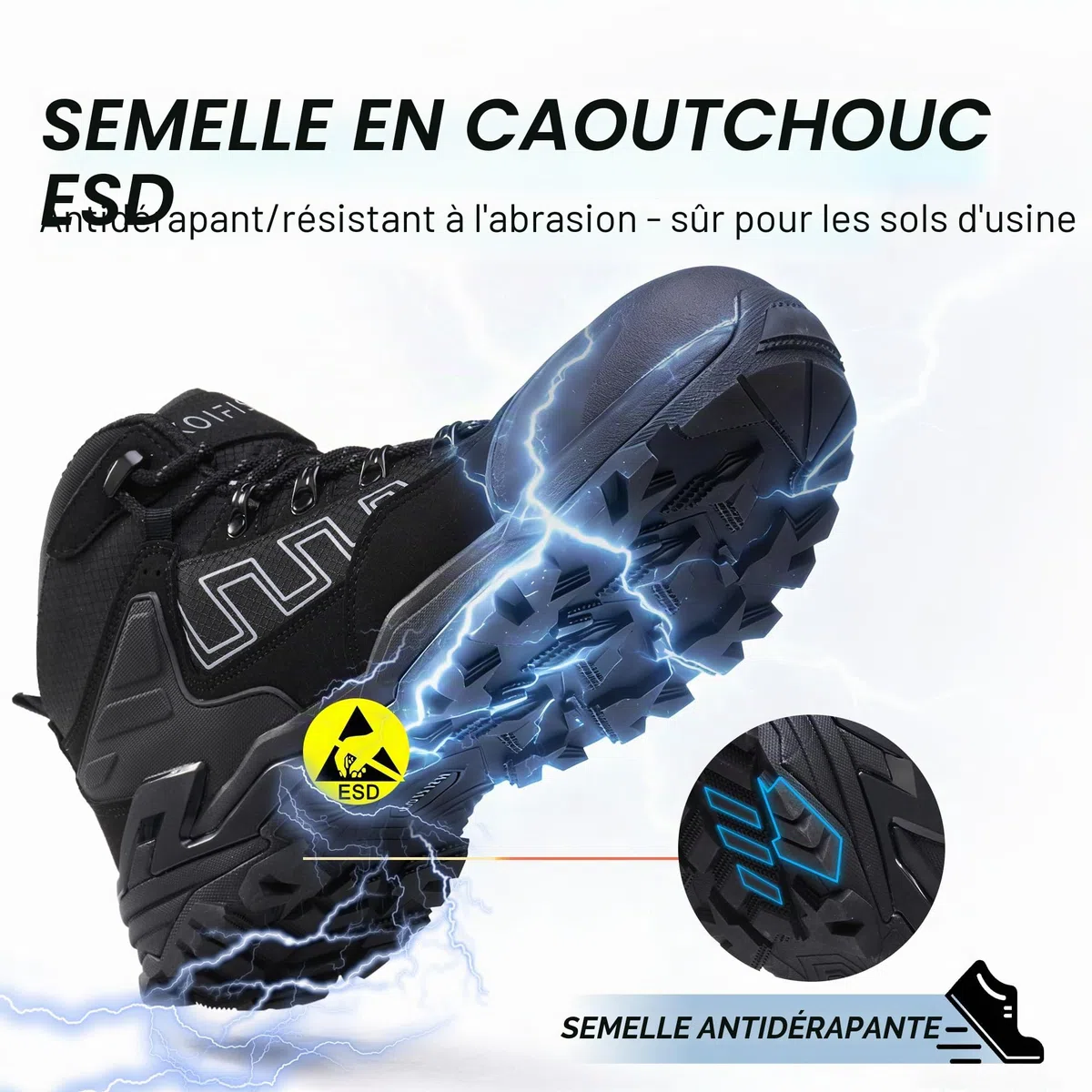 KOIFISH Chaussures de Sécurité Hommes Femme S3 ESD Basket de Securite Montante Imperméable Antidérapant Bottines de Travail Embout Composite