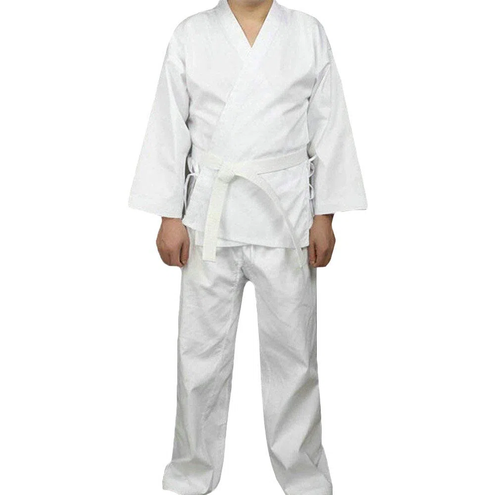 Costume d'uniforme de karaté judo – Arts martiaux Jiu Jitsu Judogi Aikido Keikogi Taekwondo Bando Kung Fu Tenue d'entraînement Ensemble Veste Pantalon Ceinture libre pour hommes, femmes et