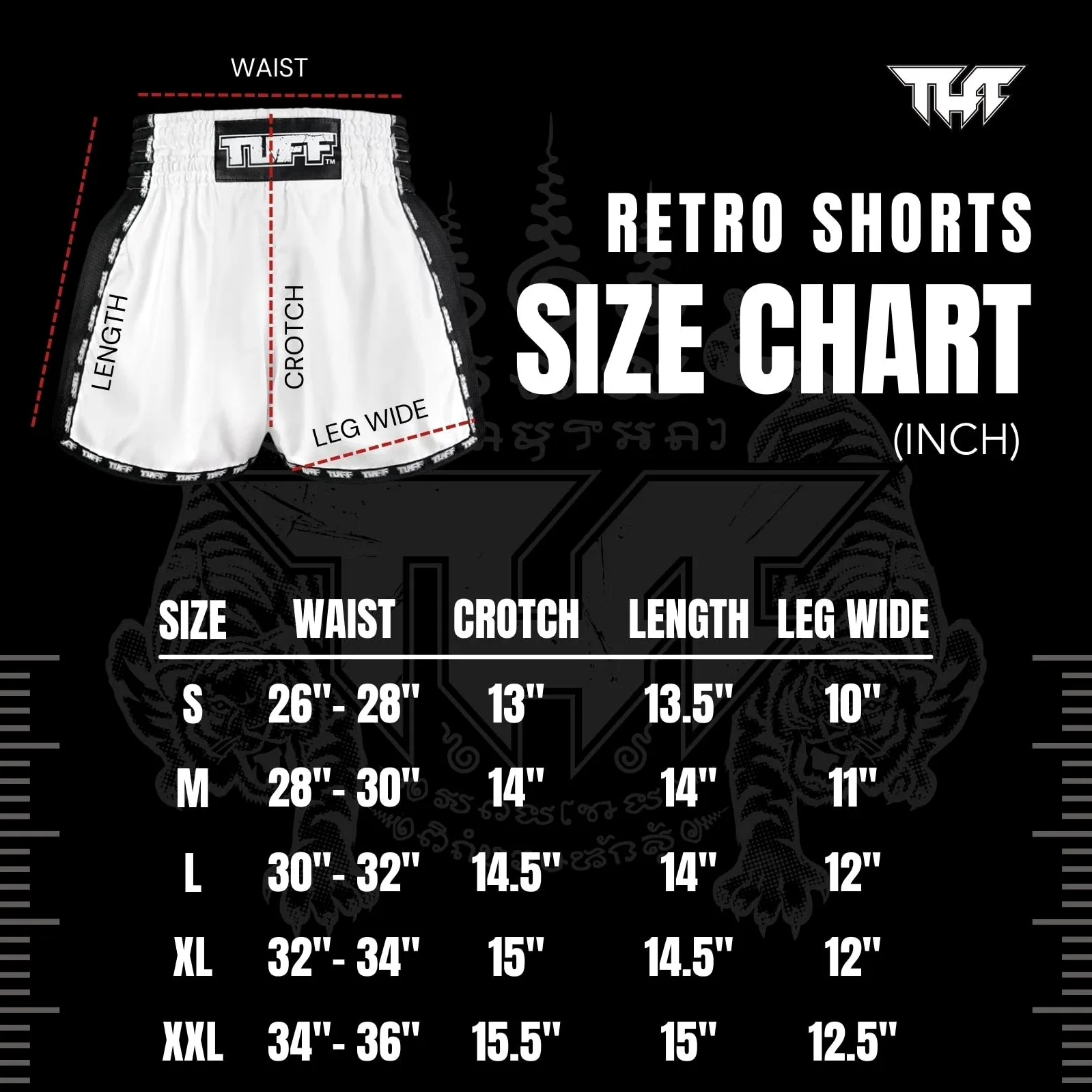 Tuff Sport Short de boxe Muay Thai, style rétro, coupe classique mince, MMA, kickboxing, entraînement