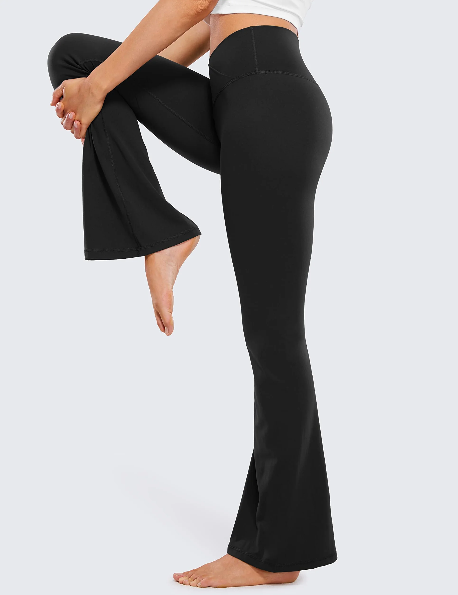 CRZ YOGA Femmes Butterluxe Taille Croisée en V Pantalon Évasé Taille Haute Yoga Leggings - 74cm/78cm/84cm