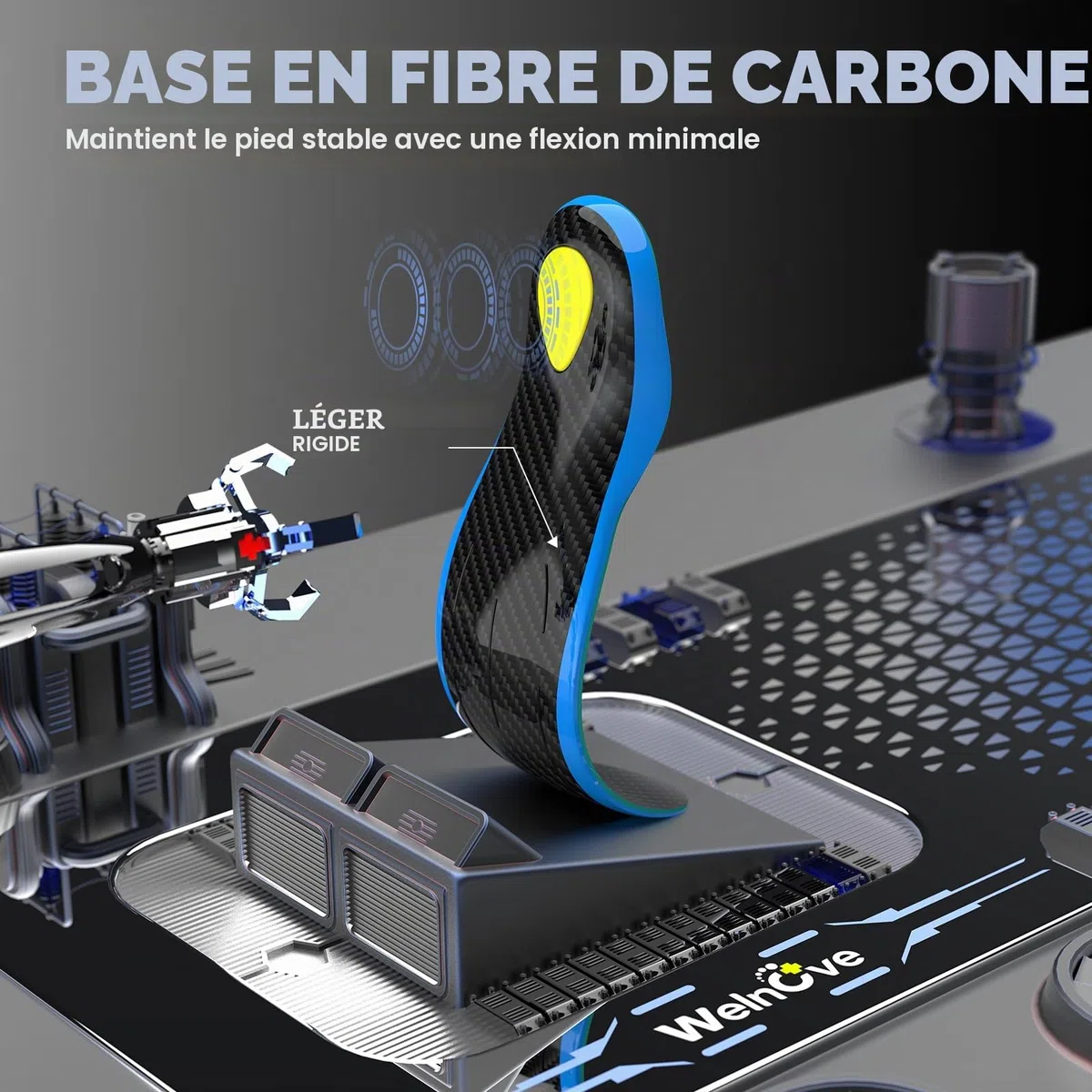 Semelles de Sport en Fibre de Carbone - Soutien de la Voûte Plantaire & Absorption des Chocs pour Sports Intenses -Taille 43-44.5 (Homme/Femme)