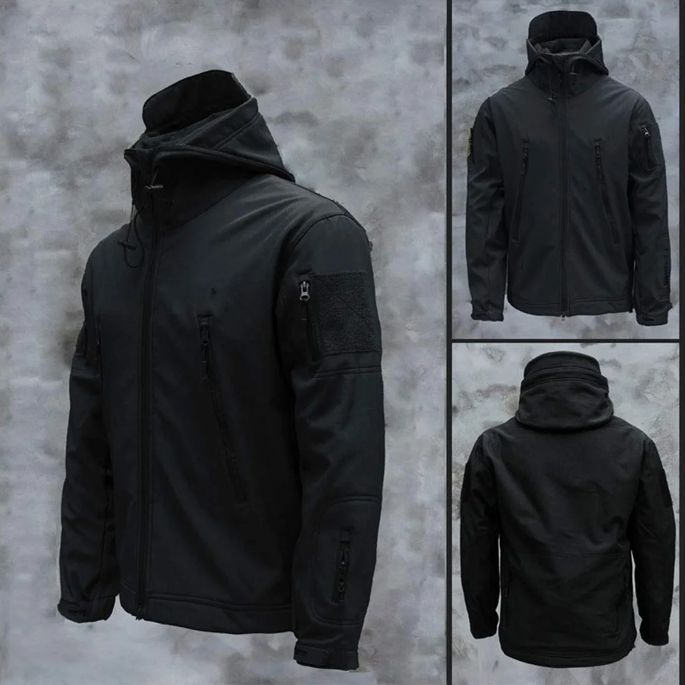 MakingDa Vestes imperméables pour hommes Manteau à capuche décontracté Softshell doublé polaire Vestes de course Tactique Travail militaire Pêche Chasse Escalade