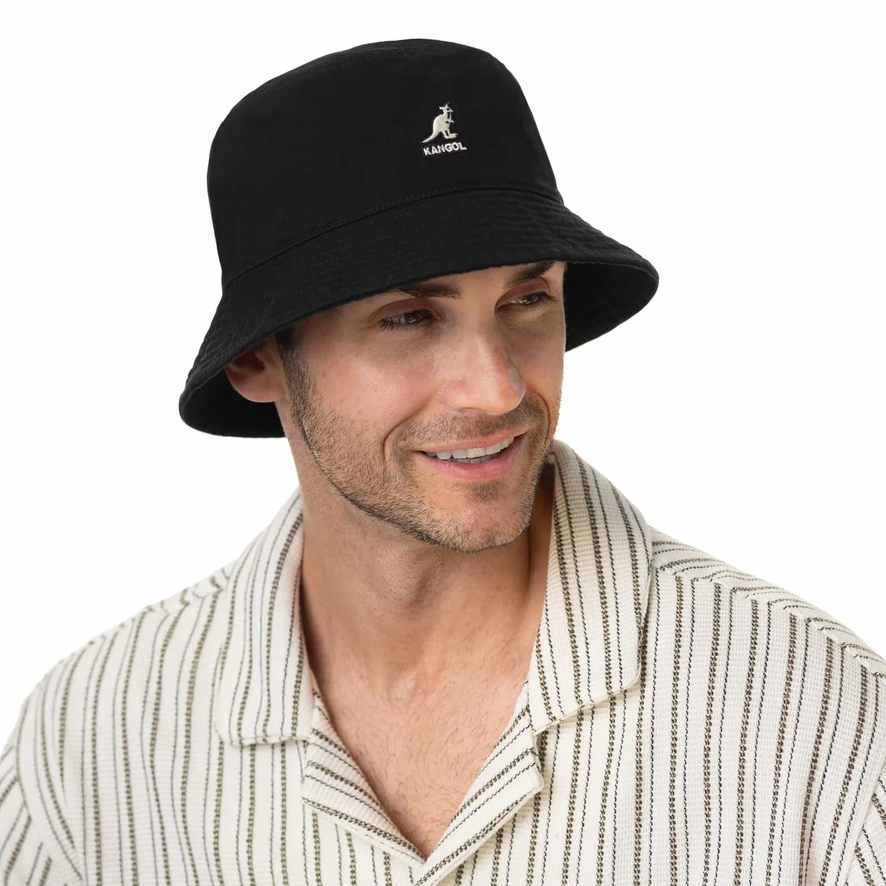 Kangol Chapeau Washed Bucket Hat Femme/Homme - de Plage D'Ete Peche Printemps-ete Ete - L (58-59 cm) Noir