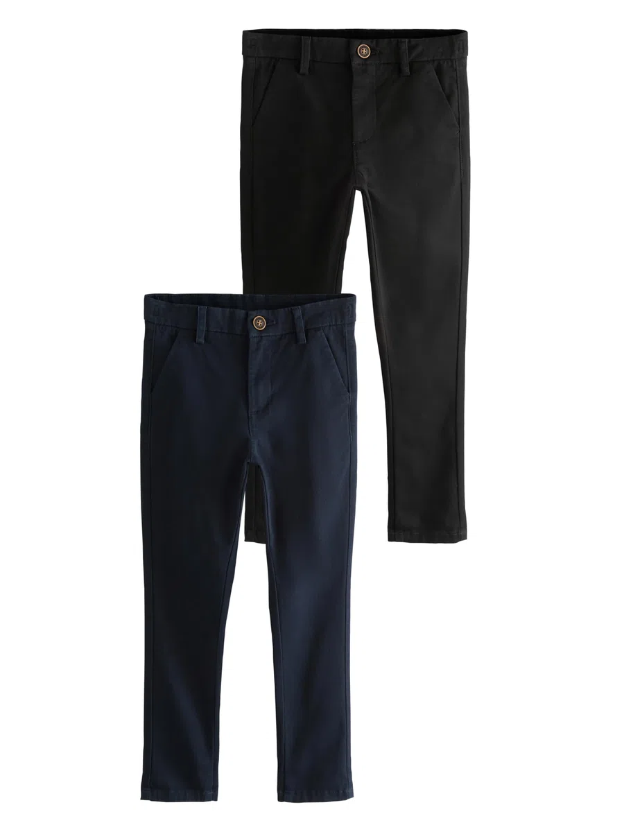 NEXT Garçon Pantalon Chino Skinny Stretch, Lot de 2