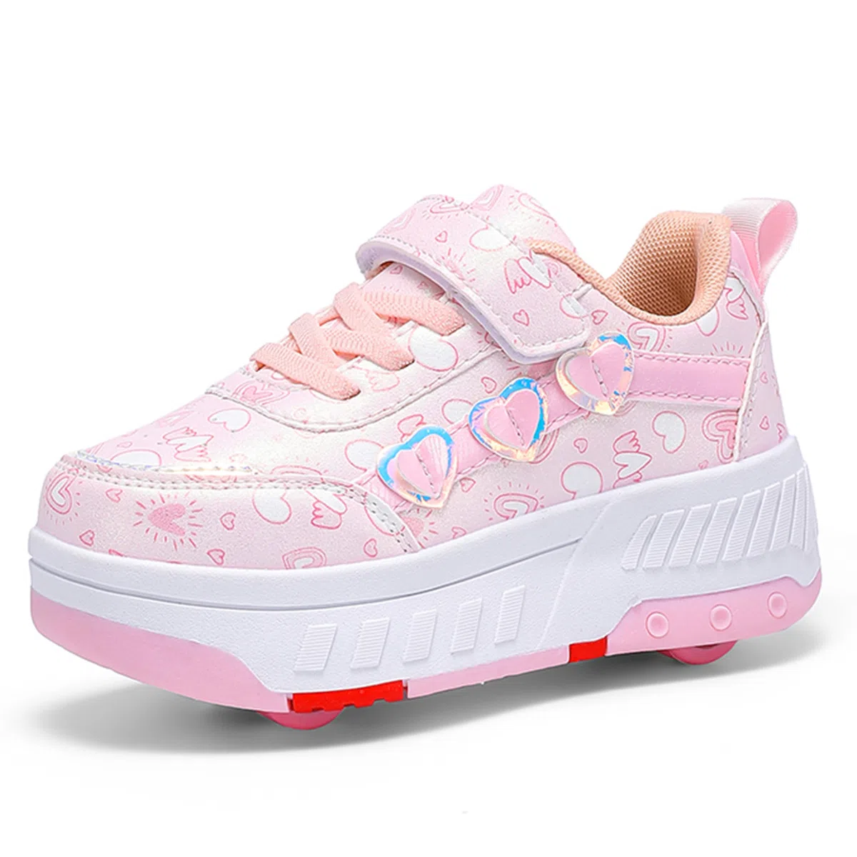 Chaussures à roulettes pour Filles garçons, Chaussures de Skateboard à Baskets 2 en 1, roulettes pour Enfants Chaussures à 4 Roues, Sneakers de Fitness Réglables Adolescents