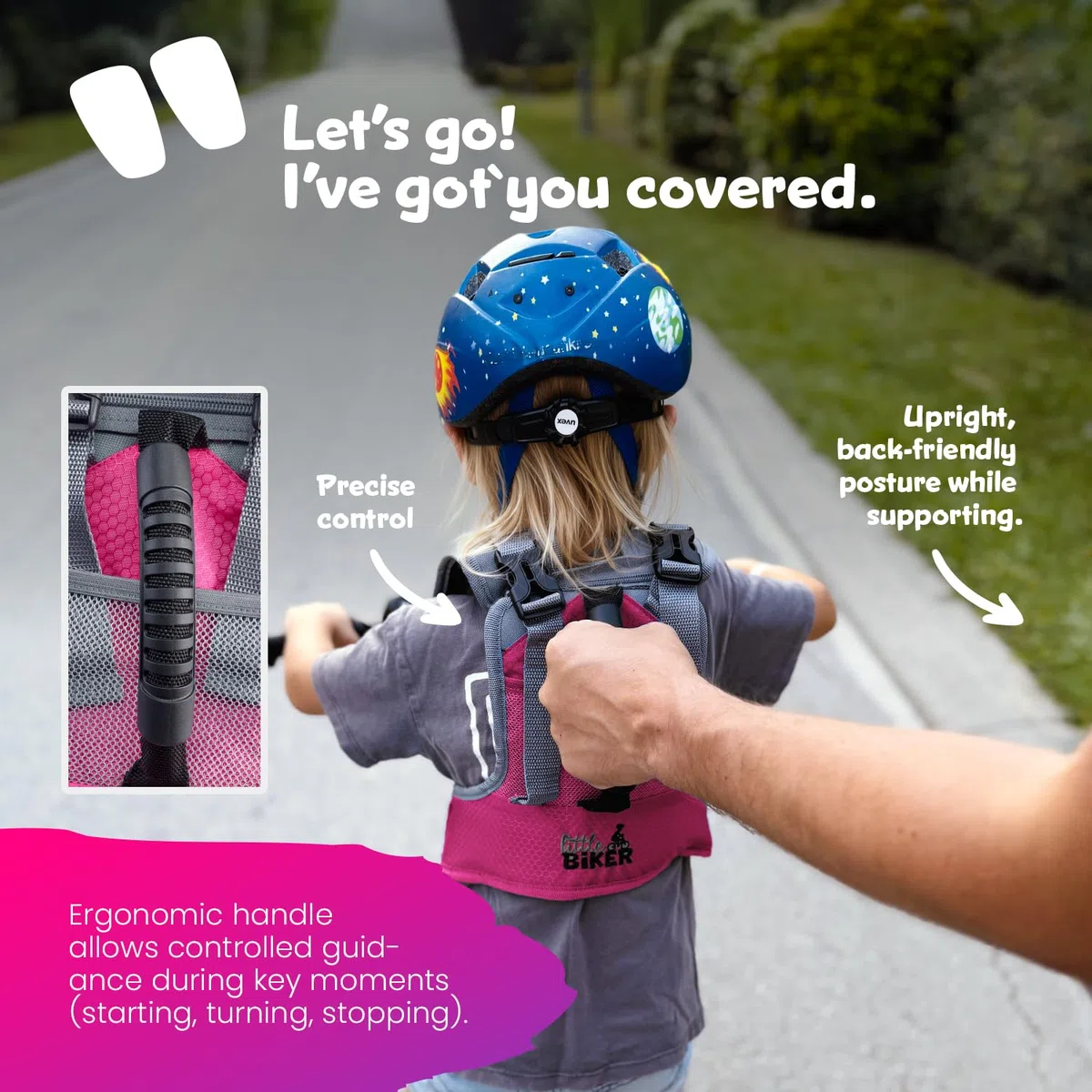 Gilet d'apprentissage pour enfant avec poignée, pour apprendre à faire du vélo, vélo, patinage, ski, patinage, patinage à roulettes, réglable
