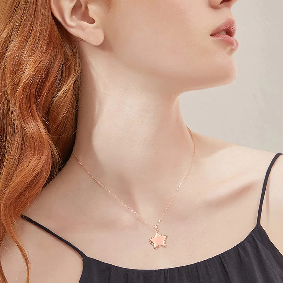 OHAYOO Médaillon à ouvrir pour photos en argent sterling 925 - Chaîne en forme d'étoile - Pendentif avec image en forme d'étoile - Avec amulette photo à ouvrir - Cadeau pour femme, fille et enfant