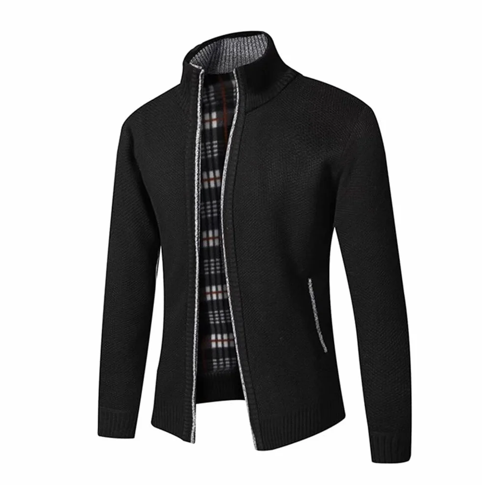 Homme Cardigan Veste en Maille Ouvrez-Front Zippé Gilet Automne Hiver avec Poche Gilet Veste en Maille pour Homme avec Col Droit