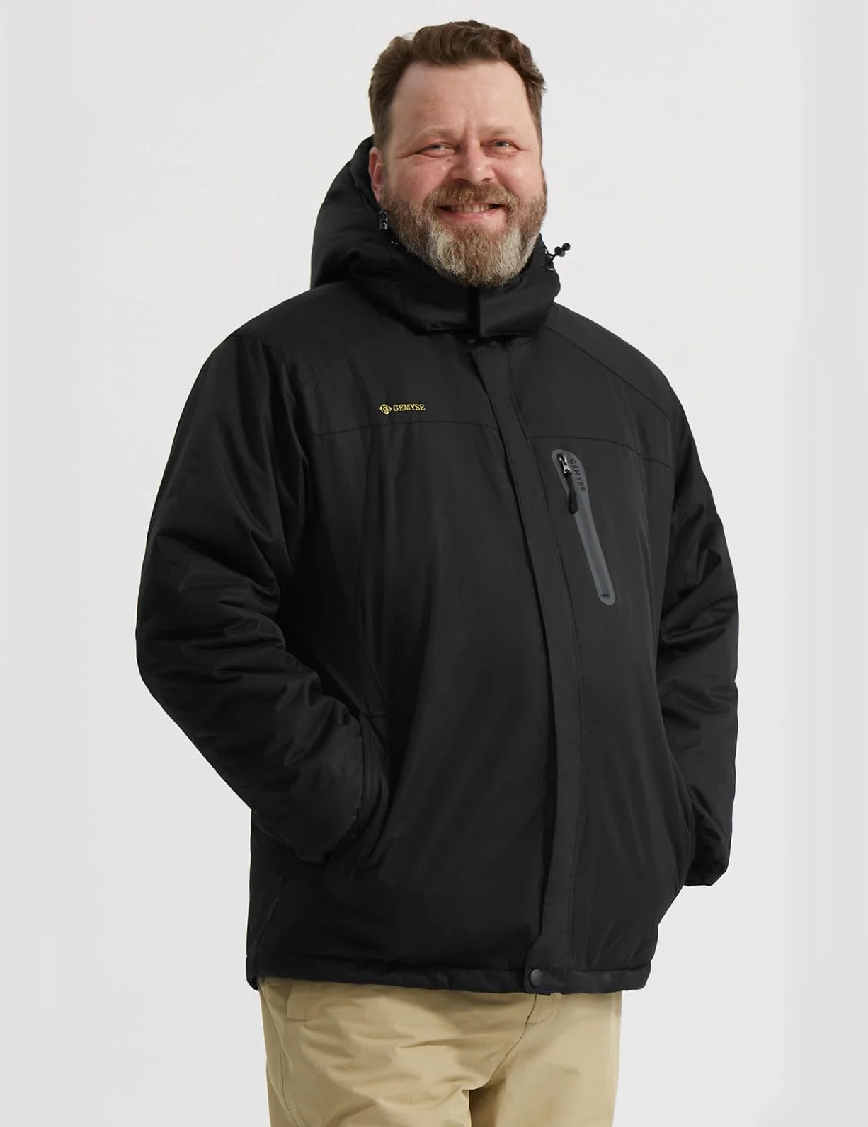 GEMYSE Veste de Ski Homme Imperméable Coupe-Vent avec Capuche Manteau Chaud pour Hiver Montagne et Randonnée