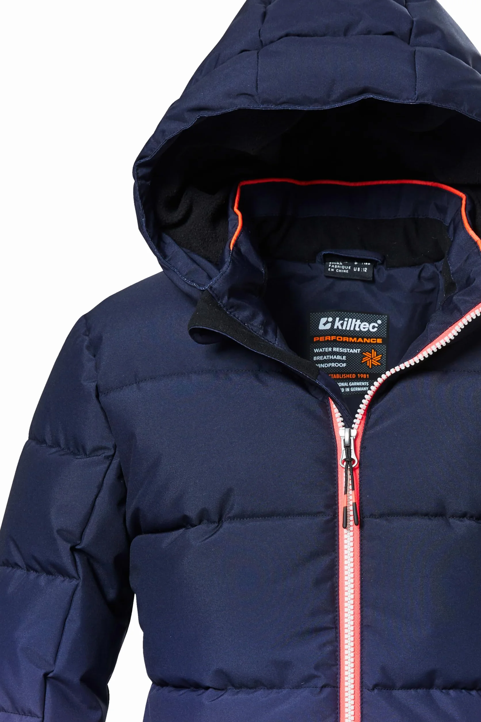 Killtec Ksw 330 Grls Ski Qltd Jckt Veste de ski/Veste de ski matelassée avec capuche et jupe pare-neige Fille