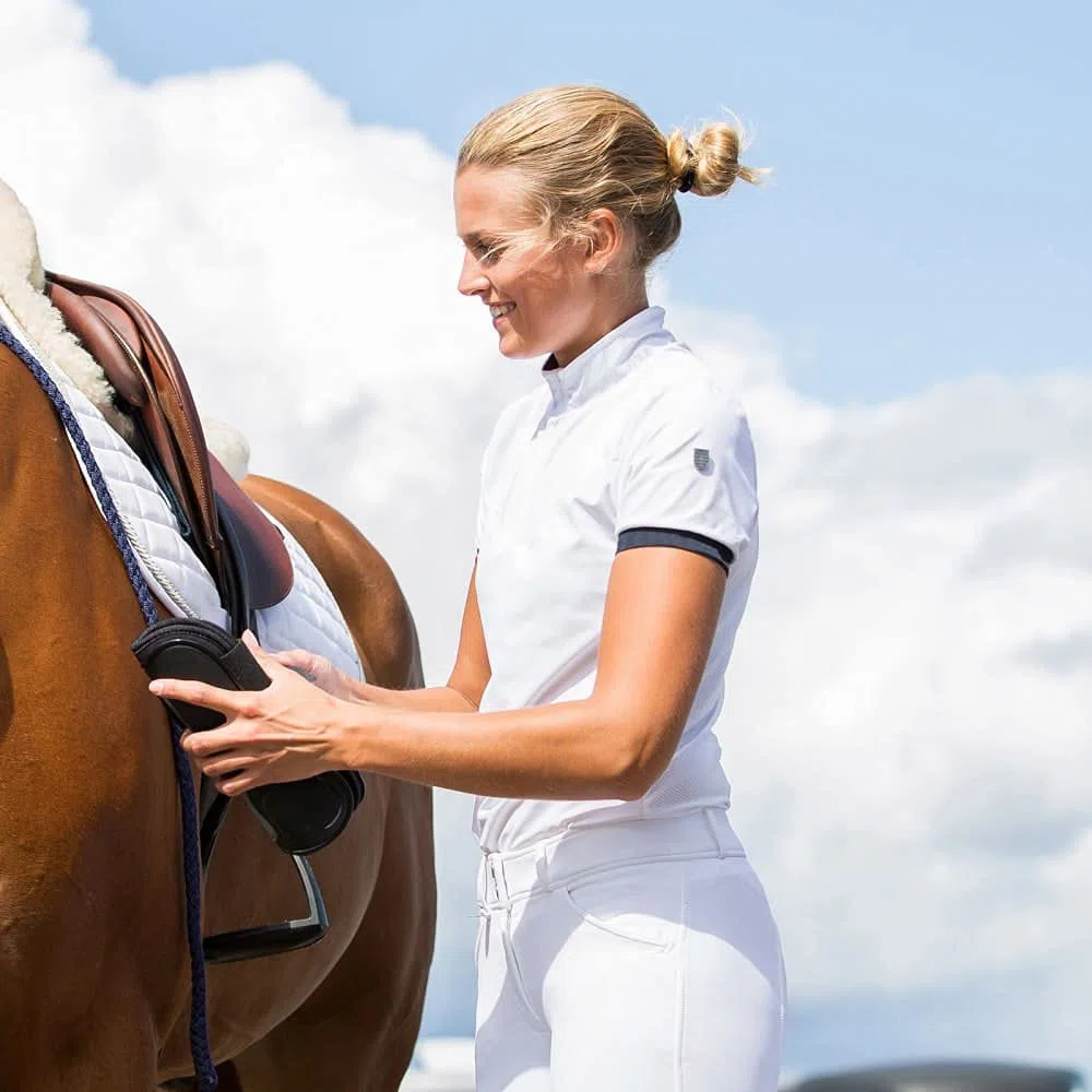 HORZE Polo Technique Taylor, Femme, Blanc, 34