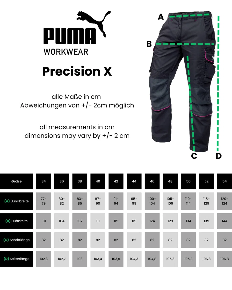 PUMA Workwear Precision X Pantalon de Travail pour Femmes, Nombreuses Poches & Genoux renforcés - Idéal pour Les Artisans, Les ouvriers de Production et de Construction