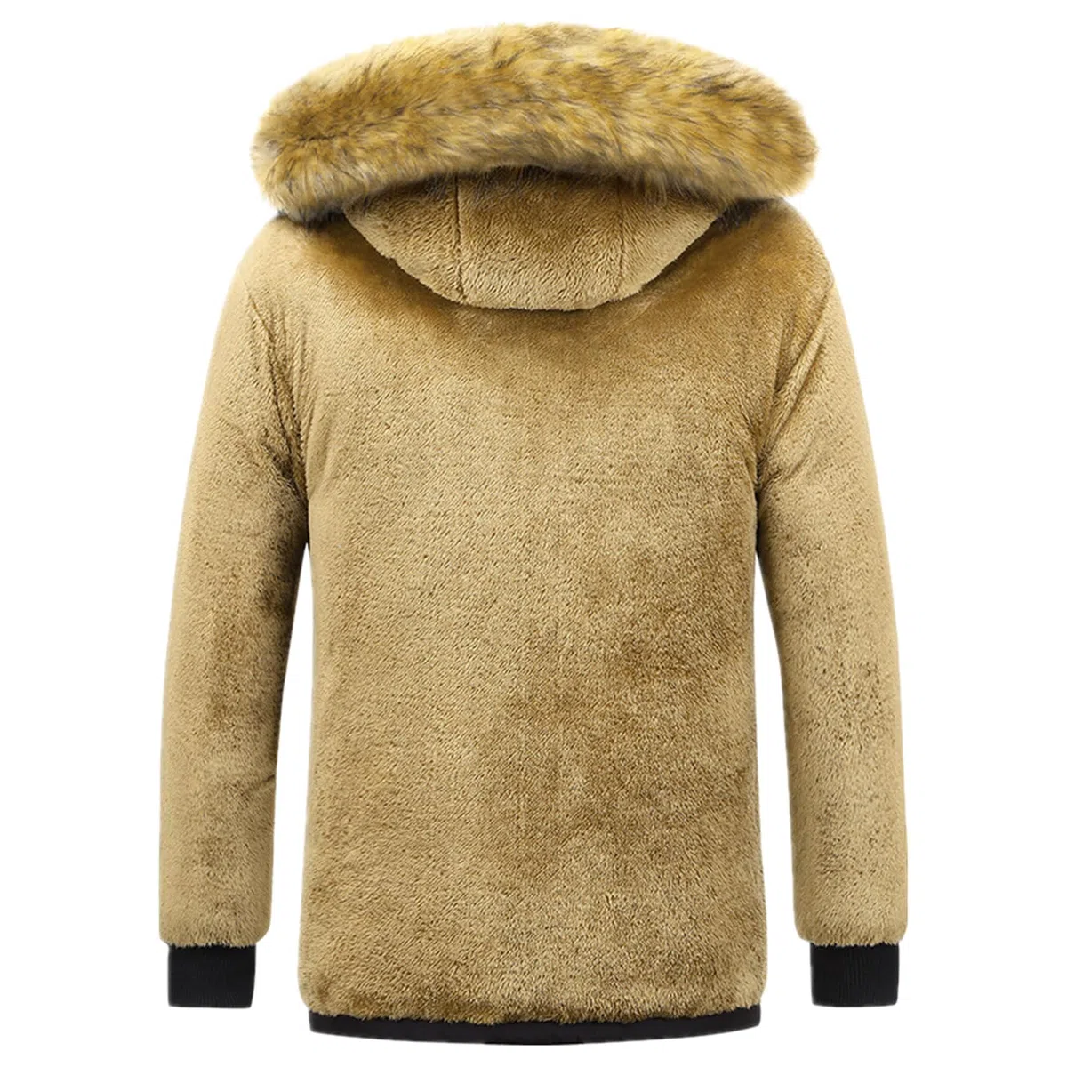 ANUFER Hommes Thermique Hiver Veste Parka Doublure épaisse en Peluche Coton Rembourré Manteau avec Capuche de Fourrure Détachable