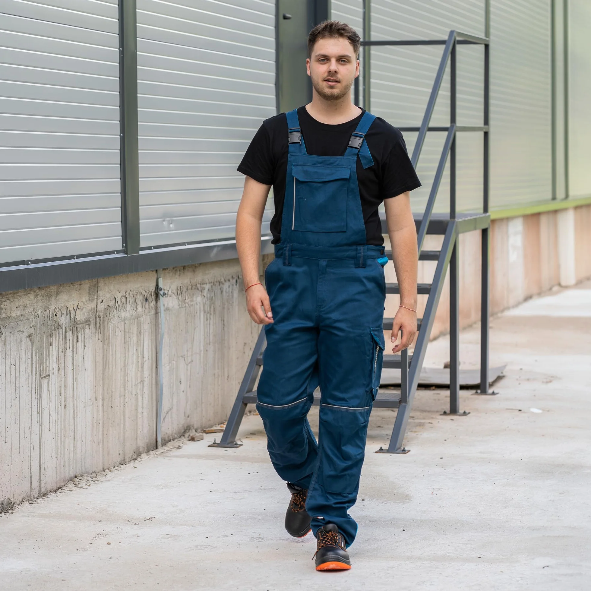 BWOLF Raptor 100% Coton Salopette de Travail Homme Bleu de Travail Homme Salopette de Travail Homme avec Poches Multifonctionnelles, Bandes Réfléchissantes