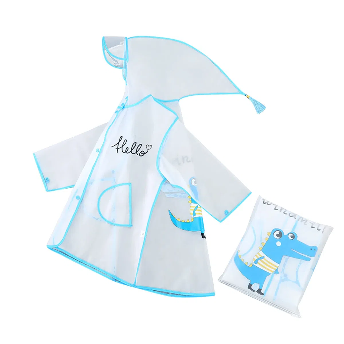 Vêtement de pluie pour enfants - Imperméable - Garçon et fille - Motif lapin - En EVA transparent - Avec chapeau - Mode transparent