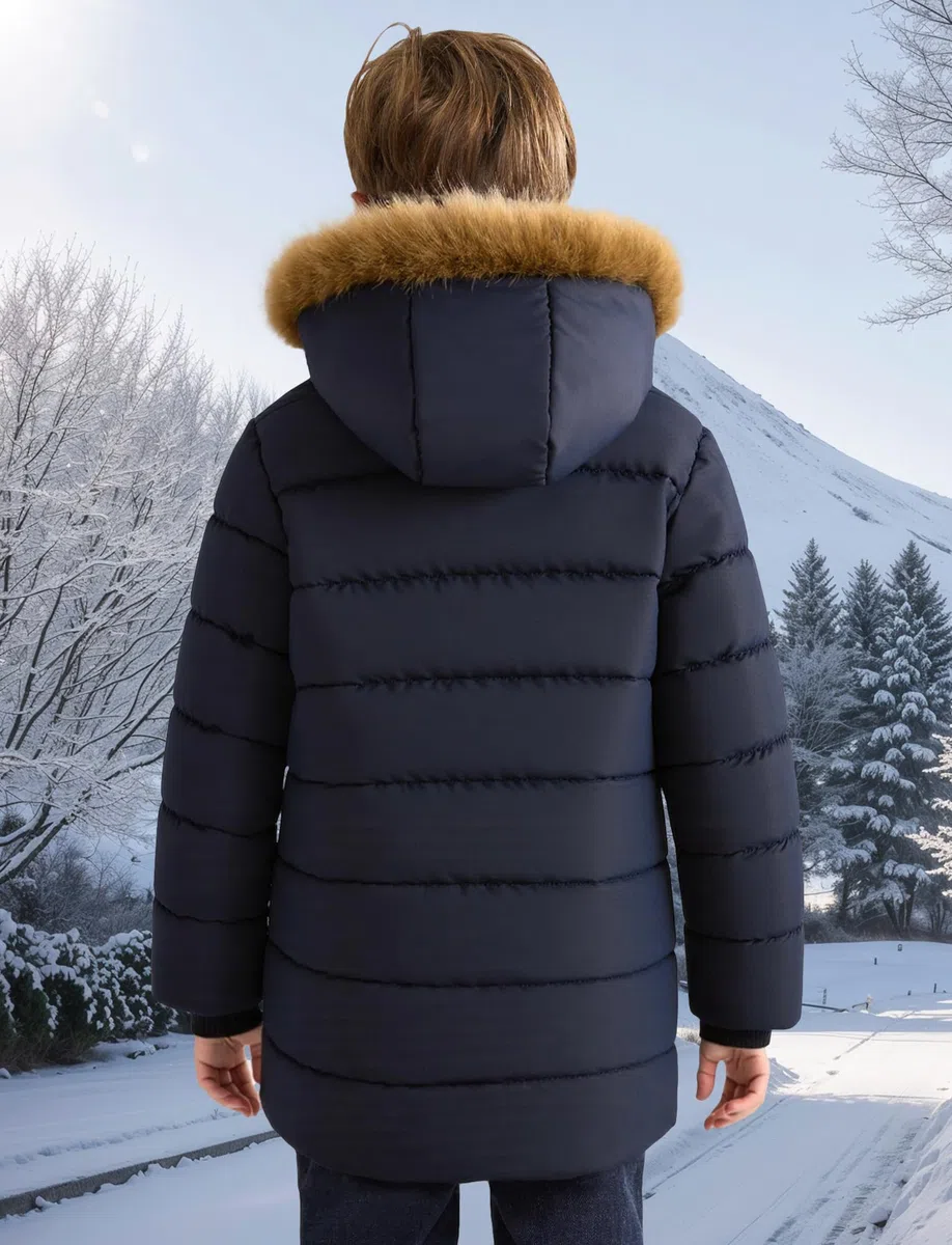 SEAUR Manteaux Enfant Garçon Doudoune Chaud Veste d'hiver Automne Parka Matelassée Doublée avec Capuche Fermeture Éclair 3-10 ans