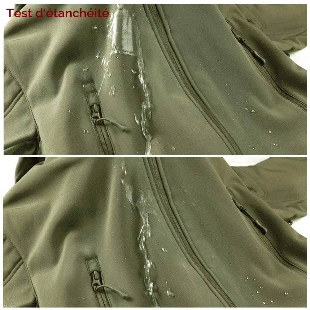 MakingDa Vestes imperméables pour hommes Manteau à capuche décontracté Softshell doublé polaire Vestes de course Tactique Travail militaire Pêche Chasse Escalade