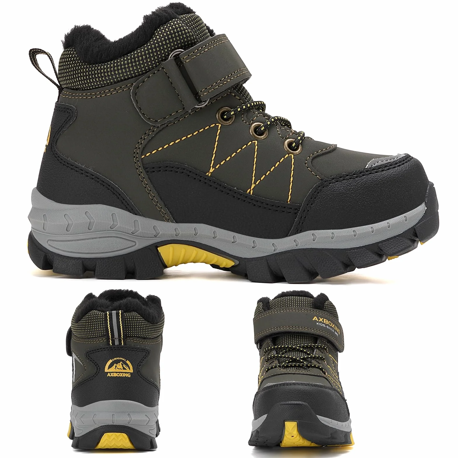TARELO Bottes de Neige pour Enfants Chaussures de RandonnéE pour GarçOns Bottes d'hiver Chaudes et AntidéRapantes pour Enfants avec Boucle AntidéRapante Pointure 32-39 EU